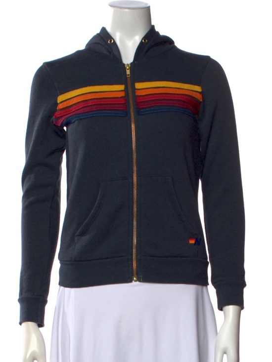 Aviator Nation Tops - Aviator Nation 5 Stripe Zip Hoodie Navy Blue Rainbow Size L